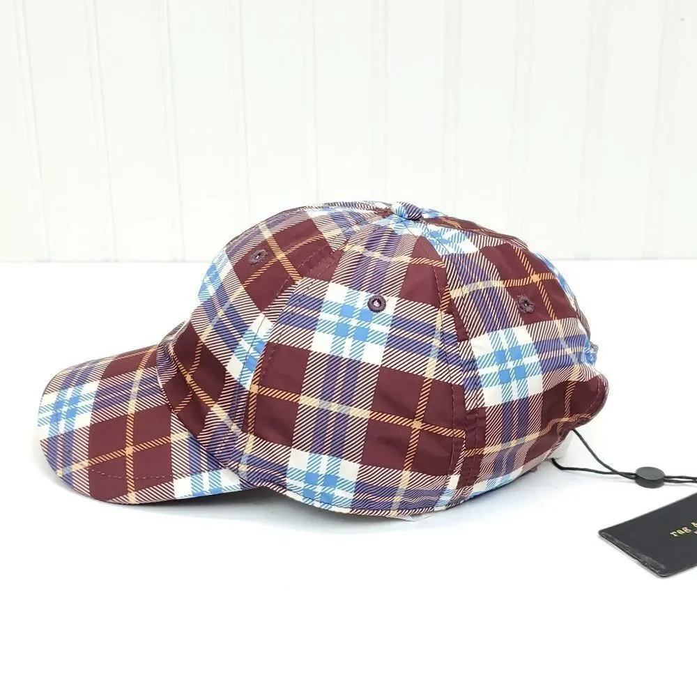 Rag & Bone Unisex Addison Baseball Cap in Burgundy Plaid